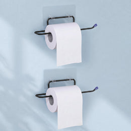 Plantex Self Adhesive GI Steel Toilet Paper Holder Self Adhesive/Toilet Paper Roll Holder/Tissue Paper Roll Holder for Bathroom (Black - Pack of 2)
