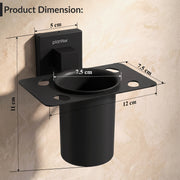 Plantex Tumbler Holder for Bathroom/Stainless Steel Toothpaste Holder/Toothbrush Holder/Bathroom Accessories - Pack of 1 (Black)