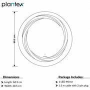 Plantex Glass Lighting Mirror With 3 Lighting Option/Smart Wall Mount Mirror Shatterproof For Living Room/Bedroom/Dressing Room - Round Shape (24 Inch), White
