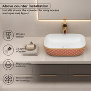Plantex Ceramic Washbasin for Bathroom/Table Top Wash Basin/Countertop Vessel Sink Basin - Indo-European Collection - (NC-104,18 x 13 x 5 Inch)