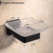 Plantex Stainless Steel Glass Soap Dish for Bathroom/Soap Holder/Soap Case/Soap Stand for Kitchen/Bathroom Accessories - Aqua (Black)
