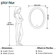 Plantex Resin Frame LED Bathroom Mirror/Designer Mirror for Living Room/Bathroom Mirror with LED Light/Dressing Room - Oval Shape (White, 32 x 24 Inch)