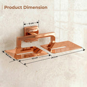 Plantex 304 Grade Stainless Steel Dual Soap Holder for Bathroom/Double Soap Dish/Stand/Soap Case/Bathroom Accessories - Decan (Rose Gold)