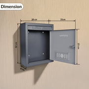 Plantex Wall Mount Letter Box - Suggestion Box/Mail Box/Post Box for Home gate with Secure Key Lock - (Dark Grey) A4 Size