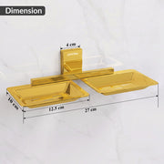 Plantex 304 Grade Stainless Steel Double Soap Stand/Dual Soap Dish/Soap Case/Soap Storage/Soap Holder for Bathroom/Bathroom Accessories - Pack of 1 (Crystal, PVD Gold)