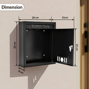 Plantex Letter Box/GI Steel Post Box/Suggestion Box for Office Use with Key Lock/Letter Box for Home gate/Mail Box (Black) - Wall Mount - A4 Size