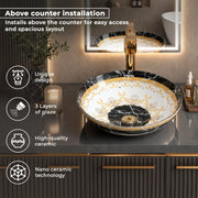 Plantex Ceramic Round Wash Basin for Bathroom/Designer Table Top Basin/Countertop Vessel Sink for Restaurant/Hotel - (15.5x15.5x4.5 Inch)