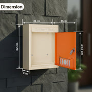 Plantex Letter Box/GI Steel Complaint Box/Suggestion Box/Donation Box with Key Lock/Letter Box for Home/Office/Hotel Gate/Post Box (Orange & Ivory) - Wall Mount A4 Size