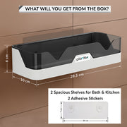 Plantex Premium Self Adhesive Bathroom Shelf/Storage Box for Bathroom/Plastic Shelf for Bathroom/Multi-Purpose Storage Racks for Kitchen/Bathroom Accessories Rack–Pack of 2(White)