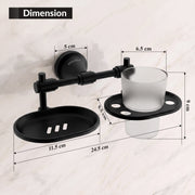 Plantex 304 Stainless Steel Soap with Tumbler Holder/Soap Stand/Soap Holder/Tooth Brush Holder/Bathroom Accessories (Niko - Black)
