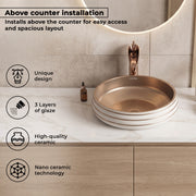 Plantex Round Wash Basin for Bathroom/Ceramic Tabletop Washbasin/Basin for Bathroom Indo-European Collection (16 x 16 x 7 Inch)