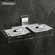 Plantex 304 Grade Stainless Steel Rectangular Double Soap Holder for Bathroom/Wall Mounted Soap DishBathroom Accessories Crystal (Chrome)