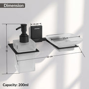 Plantex 304 Grade Stainless Steel Glass Soap Dish with Tumbler Holder/Soap Stand/Bathroom Accessories - Crystal (Black)