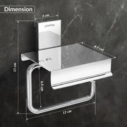 Plantex 304 Grade Stainless Steel Toilet Paper Holder with Mobile Phone Stand/Toilet Paper Roll Holder for Bathroom Accessories Crystal (Chrome)