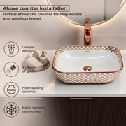 Plantex Ceramic Table Top Wash Basin/Washbasin/Countertop Wash Basin for Bathroom/Living Room(NC-482, 14 x 10 x 5 Inch)