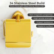 Plantex J4 Stainless Steel Toilet Paper Holder for Bathroom/Tissue Holder for Washroom/Toilet roll Holder for Wall Mounted/Bathroom Accessories (PVD Gold Finish) Angel