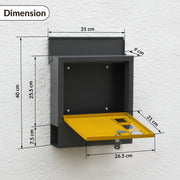 Plantex Heavy Duty GI Steel Letter Box/Suggestion Box/Wall Mount Mail with Magazine Holder/News Paper Holder Box for Home/Office/Hotel - (Yellow & Black)