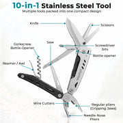 Plantex Stainless Steel Multitool Pliers with Screwdriver Bit Set & Sheath/Heavy Duty EDC Pocket Hand Tool for Outdoor & DIY Home (Black, MQ039DG)