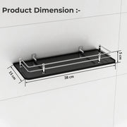 Plantex Wall Mount Glass Shelf for Bathroom/Shelves for Kitchen/Black Glass Shelf, Polished (15x6 Inches - Pack of 3)