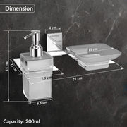 Plantex 304 Grade Stainless Steel Soap Dish/Glass Soap Holder/Liquid Soap Dispenser/Shampoo Dispenser for Bathroom/Bathroom Accessories (Crystal -Chrome)