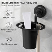 Plantex Tumbler Holder for Barthroom/304 Grade Stainless Steel Toothbrush Holder/Toothpaste Holder/Bathroom Accessories - Pack of 1 (Black)