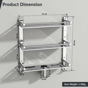 Plantex 3 Tier Bathroom Organizer/Stainless Steel Bathroom Accessories Set with Soap Dish and Brush Slots/Hooks/Tumbler Holder