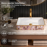 Plantex Ceramic Counter Top Washbasin for Bathroom/Table Top Wash Basin/Rectangle Bathroom Sink for Restaurant/Hotel (24 x 14 x 5 Inch)