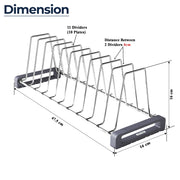 Plantex Stainless Steel Dish Rack/Plate Stand/Thali Stand for Modular Kitchen/Tandem Box Accessories - 10 Sections (Chrome/Pack of 1)