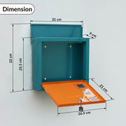 Plantex GI Steel Letter Box/Complaint Box/Small Suggestion Box for Office/Post Box for Home/Wall Mount Mail Box - (Green & Orange)