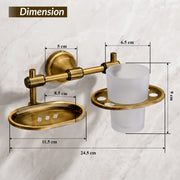 Plantex Niko Stainless Steel 304 Grade 2in1 Soap Dish with Tumbler Holder/Soap Stand/Tooth Brush Holder/Bathroom Accessories (Brass Antique)