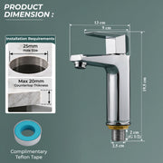 Plantex Pillar Tap for Wash Basin with Teflon Tape/Tap for Wash Basin/Water Tap-Chrome (Celesiya-1243)