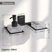 Plantex 304 Grade Stainless Steel Liquid Dispenser with Tumbler Holder/Toothbrush Holder/Shampoo Dispenser for Washbasin/Kitchen/Bathroom Accessories - Pack of 1 (Crystal, Black)