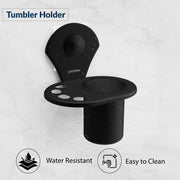 Plantex Royal Self Adhesive Stainless Steel Tooth Brush Holder/Tumbler Holder/Bathroom Accessories (Black, Powder Coated)