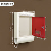 Plantex Letter Box/GI Steel Magazine Holder/Complaint Box & Suggestion Box for Office with Secure Lock and Keys/News Paper Holder/Mail Box/Post Box (Red & Ivory), Wall Mount