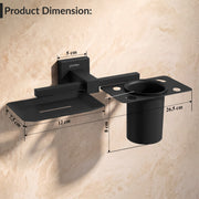 Plantex Soap Dish with Tumbler Holder/Soap Stand/Stainless Steel Soap Case with Toothbrush Holder/Bathroom Accessories - Aqua (Black)