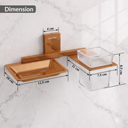 Plantex Soap Dish with Glass Toothbrush Holder for Bathroom/304 Grade Stainless Steel Soap Holder with Tumbler Holder/Soap Stand/Toothpaste Holder - Crystal (PVD Rose Gold)