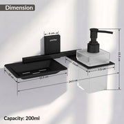 Plantex 304 Grade Stainless Steel Soap Dish with Liquid Dispenser/Soap Stand/Shampoo Dispenser for Bathroom/Bathroom Accessories - Pack of 1 (Crystal, Black)