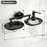 Plantex J4 Stainless Steel Soap Dish with Liquid Dispenser/Soap Stand for Bathroom Wall Mount/Shampoo Dispenser/Bathroom Accessories (PVD Black Finish) Onix