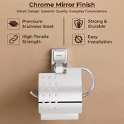 Plantex 304 Grade Stainless Steel Toilet Paper Roll Holder/Tissue Paper/Toilet Paper Holder in Bathroom/Kitchen/Bathroom Accessories Pack of 1, Darcy (Chrome)