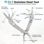 Plantex Heavy Duty Multitool Pliers/15-in-1 Stainless Steel Multi Tool with Screwdriver Bit Set/Wire Cutter/File/Bottle Opener & Nylon Sheath for DIY Camping  Silver (MT629PG)