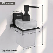 Plantex 304 Grade Stainless Steel Liquid Soap Dispenser for Bathroom/Frosted Glass Dispenser Shampoo/Hand wash/Bathroom Accessories - Pack of 1 (Crystal, Black)