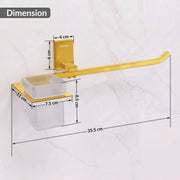 Plantex 304 Grade Stainless Steel Glass Tumbler Holder with Napkin Ring/Toothbrush Holder/Towel Holder for Bathroom/Bathroom Accessories - Pack of 1 (Crystal, PVD Gold)