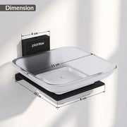 Plantex 304 Grade Stainless Steel Glass Soap Dish/Soap Stand/Wall Mounted Soap Holder/Bathroom Accessories - Crystal (Black)