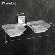 Plantex 304 Grade Stainless Steel and Frosted Glass Double Soap Dish/Soap Stand/Soap Storage/Dual Soap Holder for Bathroom/Bathroom Accessories - Crystal (Chrome)