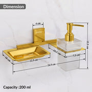 Plantex 304 Grade Stainless Steel Soap Holder with Liquid Dispenser/Shampoo Dispenser/Bathroom Accessories - Crystal (PVD Gold)