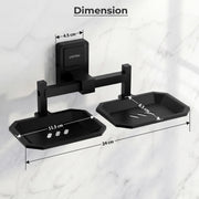 Plantex 304 Grade Stainless Steel Dual Soap Holder for Bathroom/Soap Case/Soap Stand/Bathroom Accessories - Darcy(Black)