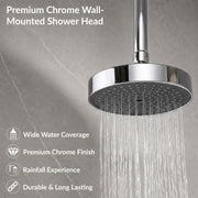 Plantex ABS Shower Head for Bathroom/6 Inch Round High Pressure Overhead Shower/Rain Shower Head - (Chrome)