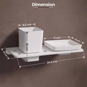 Plantex 2in1 Soap Dish/5mm Acrylic and ABS Plastic Soap Dish for Wall Mount/Soap Stands with Tumbler Holder/Bathroom Accessories - (White)