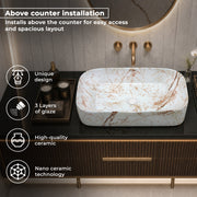 Plantex Tabletop Wash Basin for Bathroom/Designer Ceramic Basin/Rectangle Countertop Wash Basin/Home/Office (22 x 14 x 5 Inch)