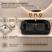 Plantex Tabletop Wash Basin for Bathroom/Designer Ceramic Basin/Rectangle Countertop Wash Basin/Home/Office (21.5 x 14 x 4.5 Inch)
